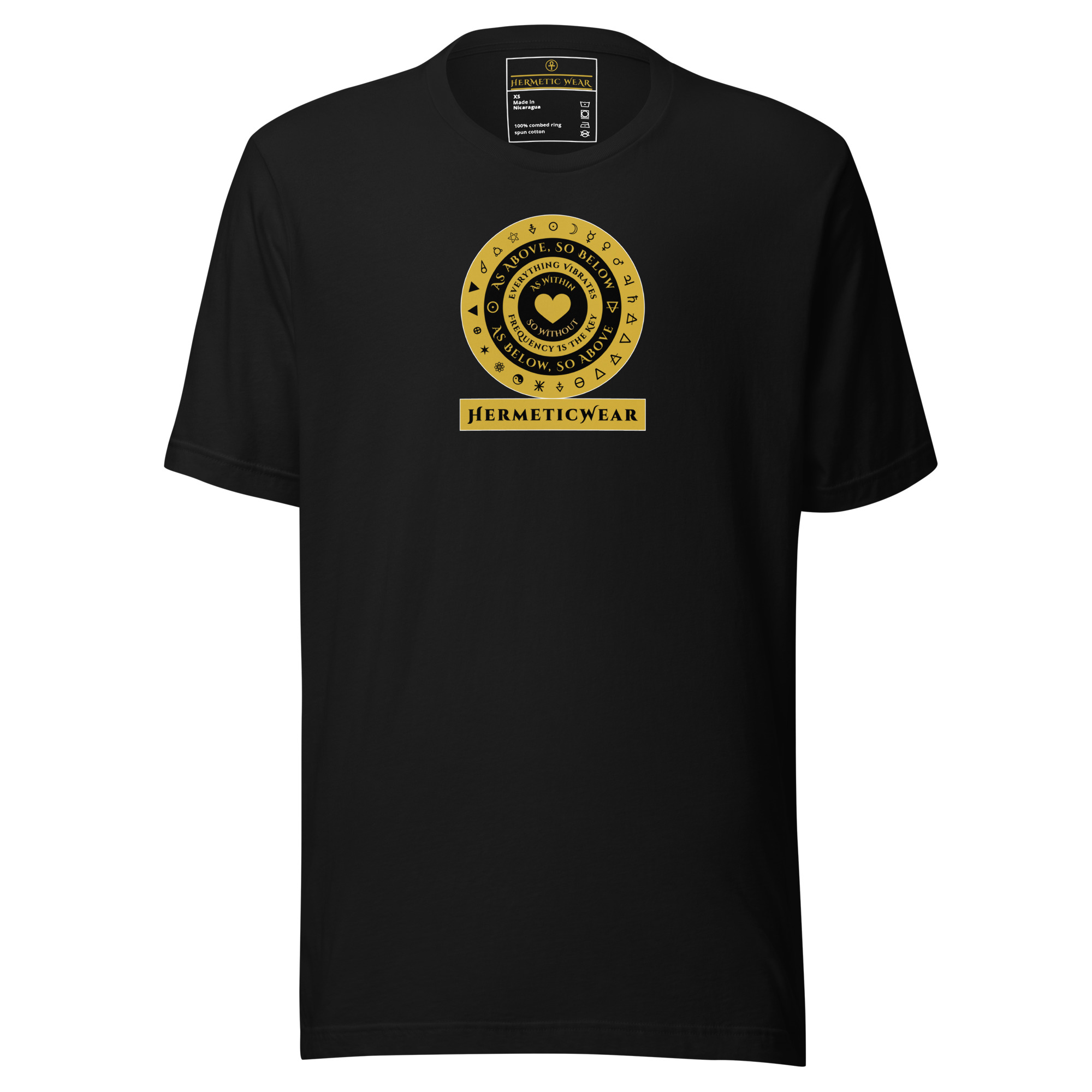 Hermetic Wear Symbolic Geometry Tee – Spiritual Philosophy & Sacred Design Gold Black, "When you Love"